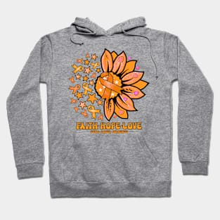 Spinal Cancer Awareness - Faith love hope sunflower ribbon Hoodie